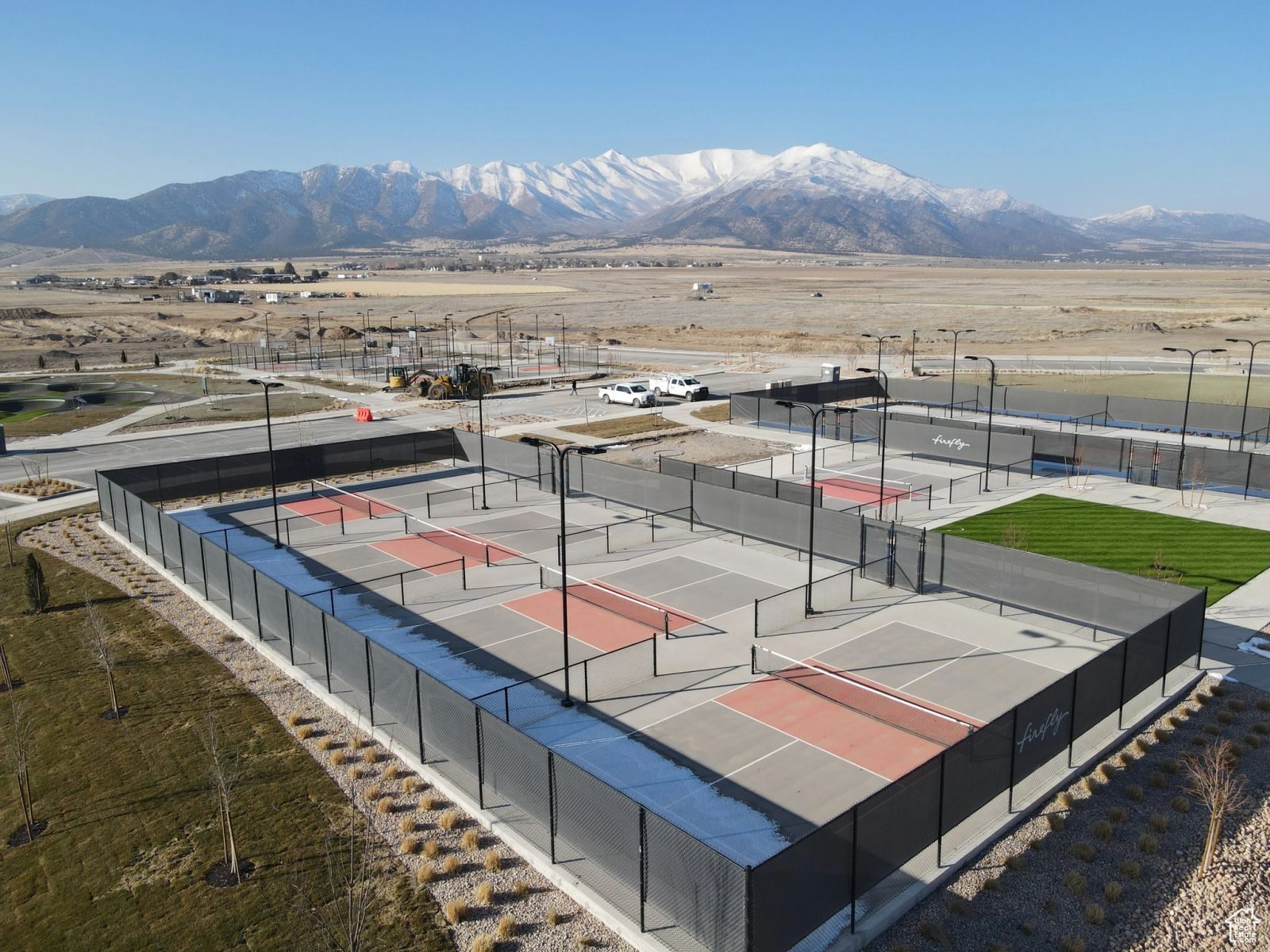 Pickleball courts with mountain views